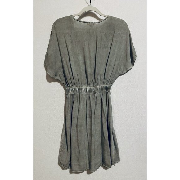 Entro Dress Womens Medium Gray Mineral Wash Dolman Sleeve Twist Belt Boho - Picture 5 of 7